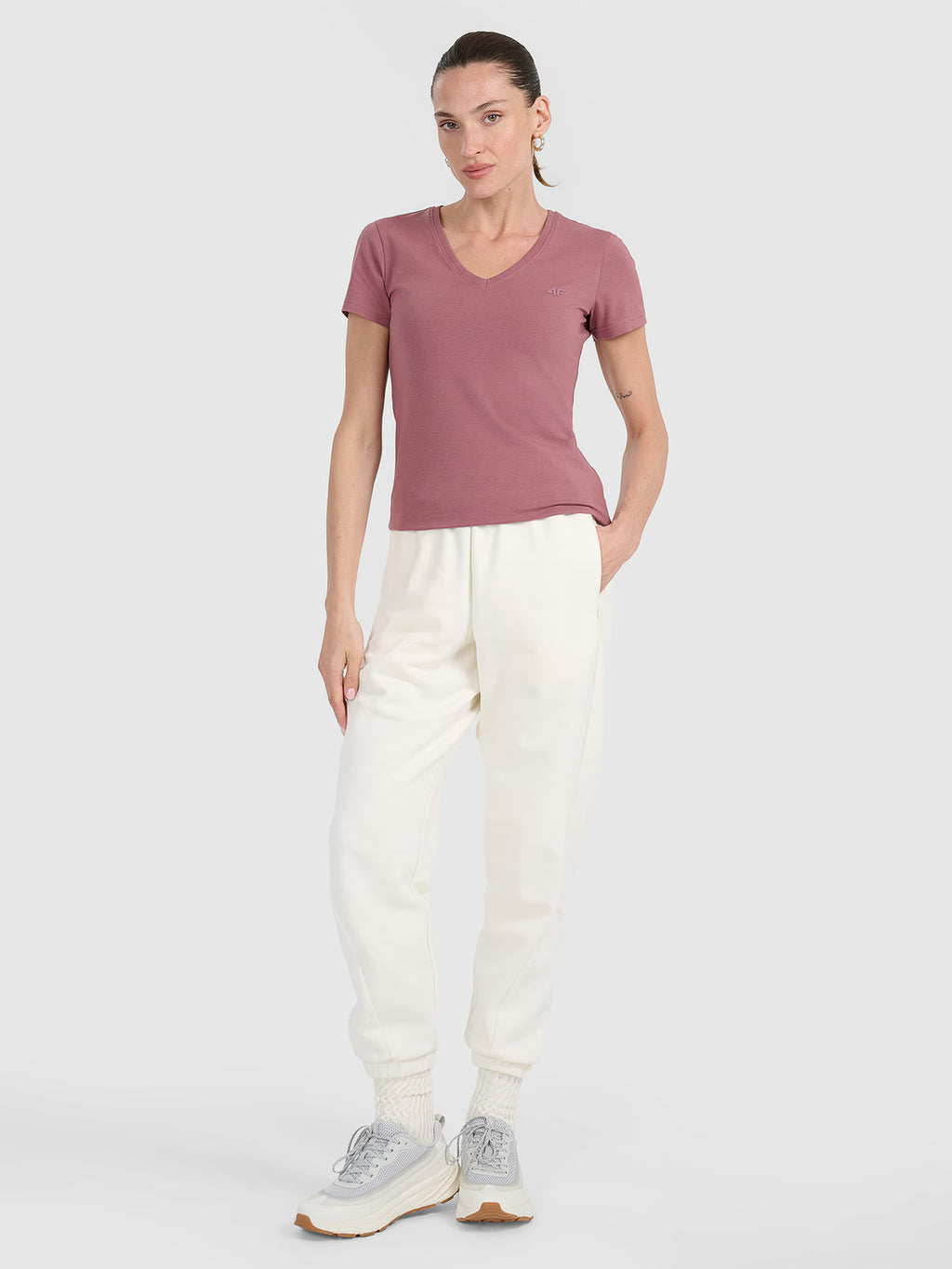 T-shirt slim gładki damski