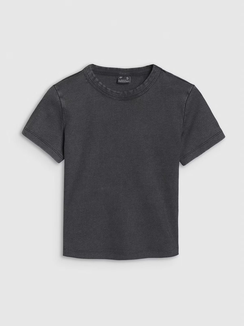 T-shirt slim z prążkowanej dzianiny damski