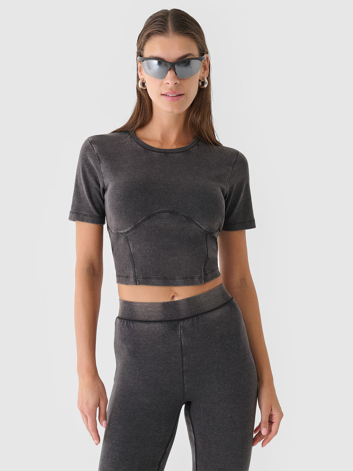 Crop top slim gładki damski