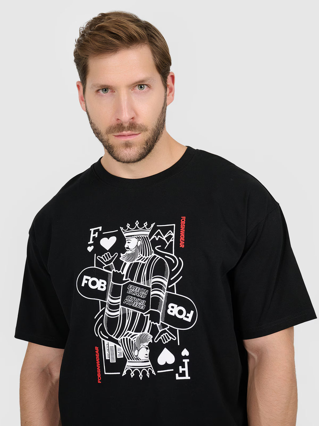 T-shirt loose z nadrukiem męski