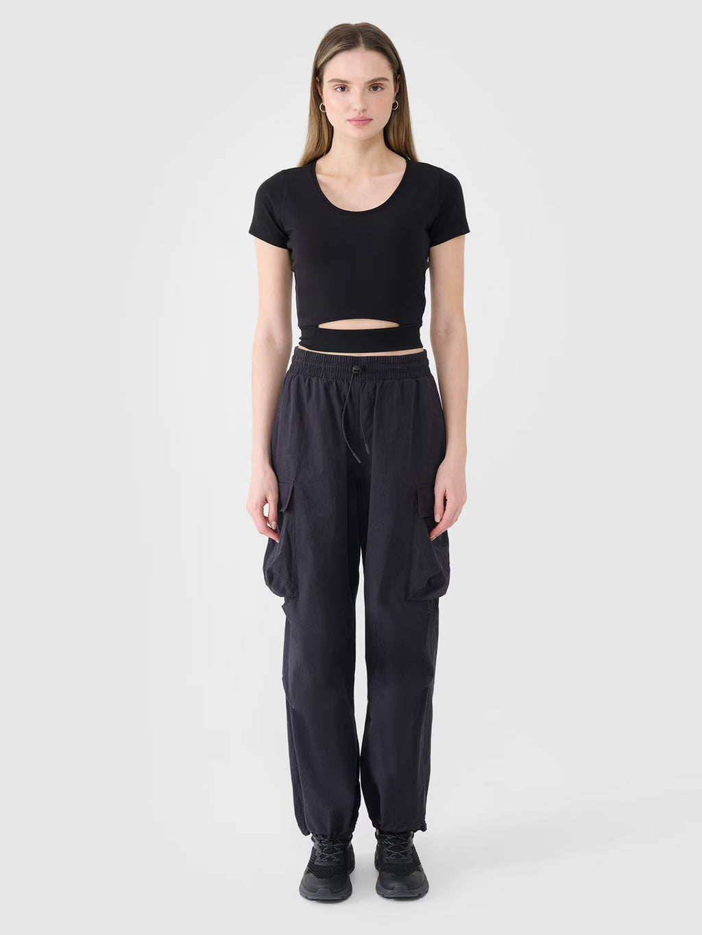 T-shirt crop top gładki damski