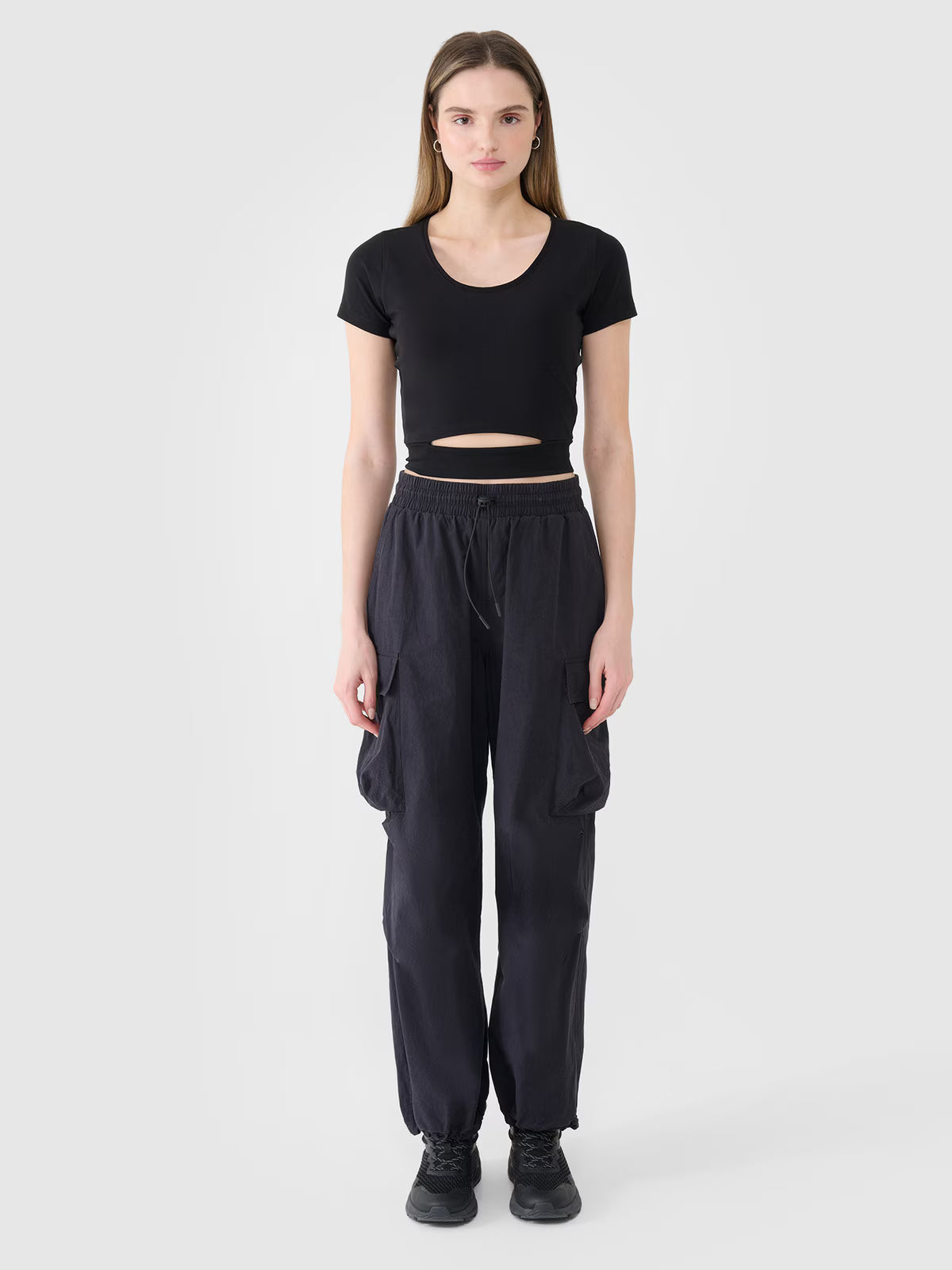 T-shirt crop top gładki damski