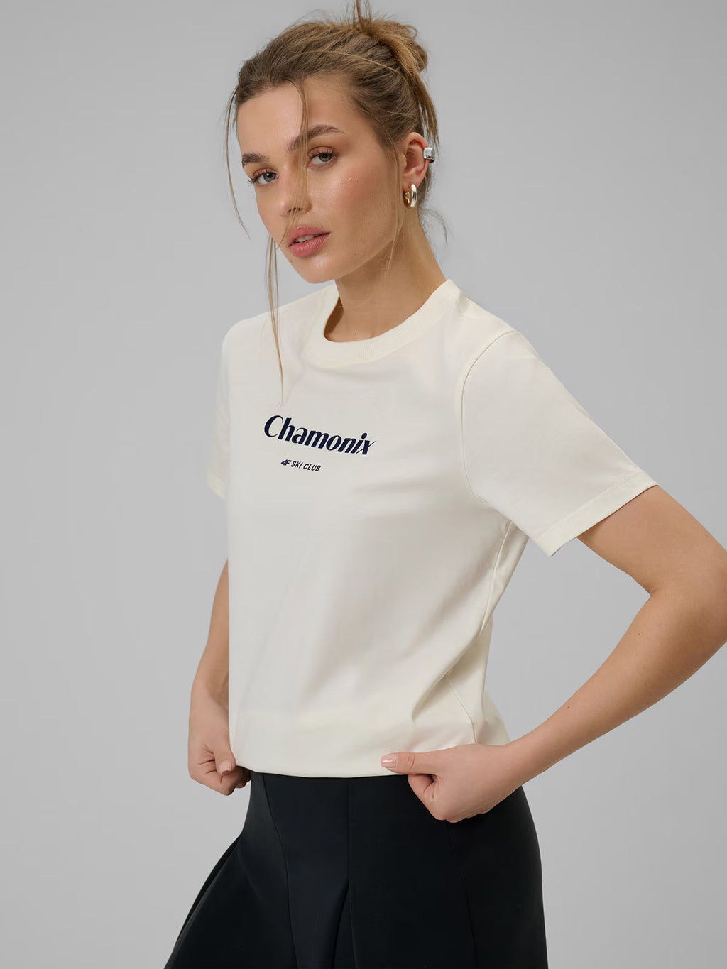 T-shirt loose z nadrukiem damski