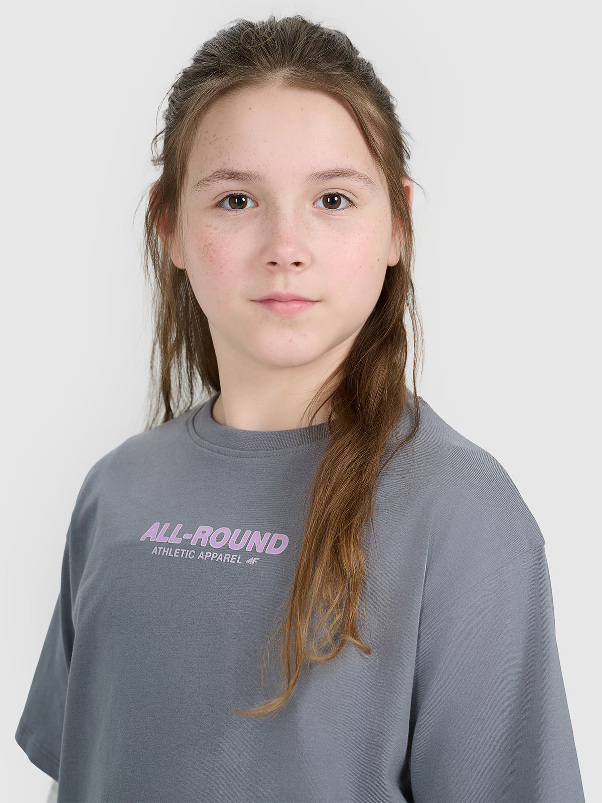 T-shirt oversize z nadrukiem dziewczęcy