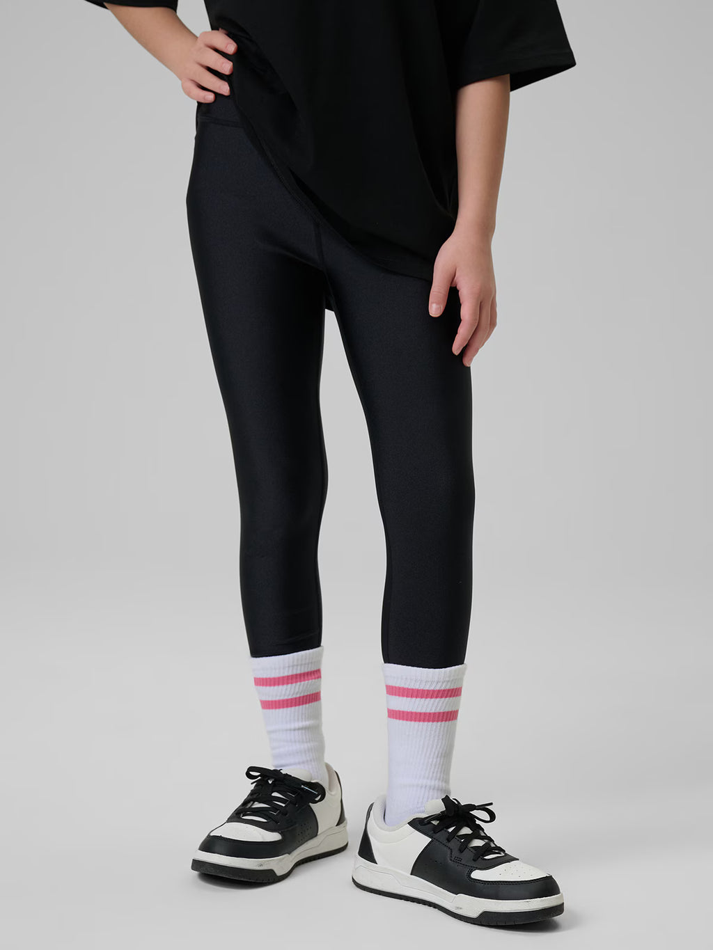 Legginsy dzianinowe z wysokim stanem dziewczęce