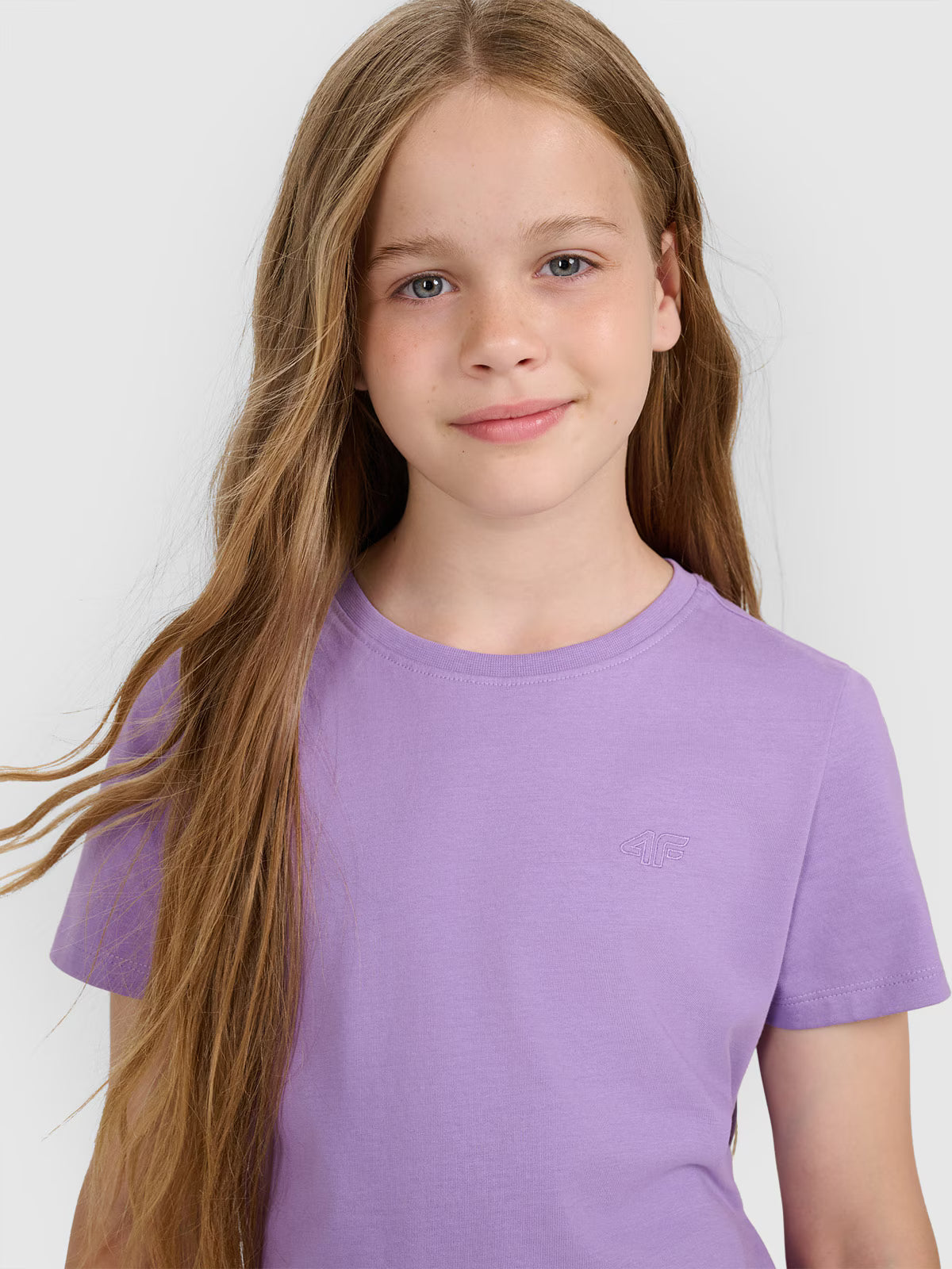 T-shirt regular gładki dziewczęcy