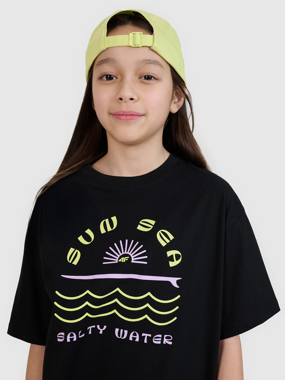 T-shirt oversize z nadrukiem dziewczęcy