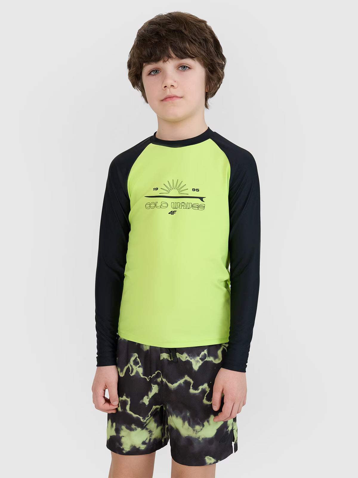 Longsleeve do pływania z nadrukiem chłopięcy