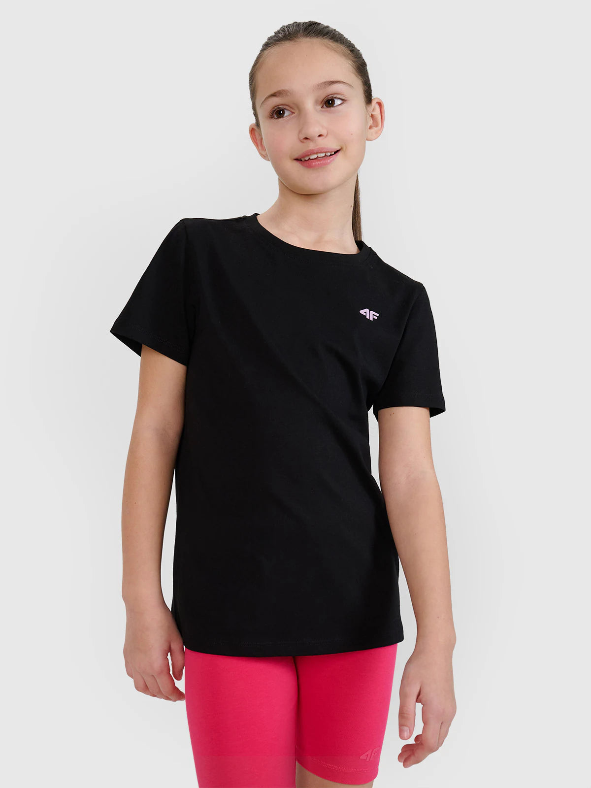 T-shirt regular gładki dziewczęcy