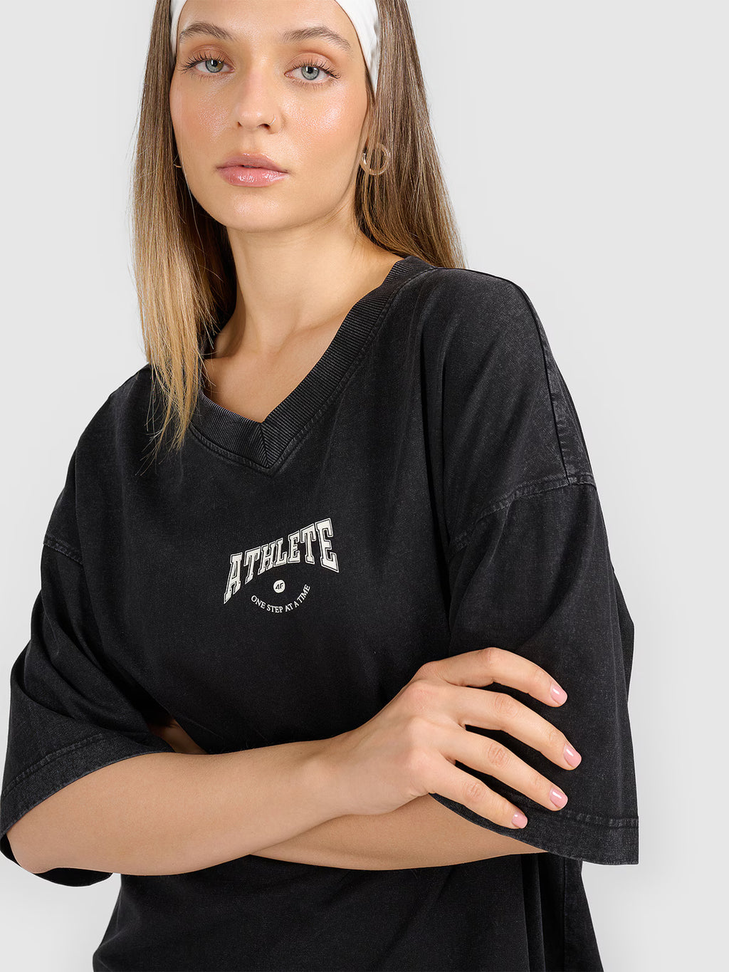 T-shirt oversize z nadrukiem damski