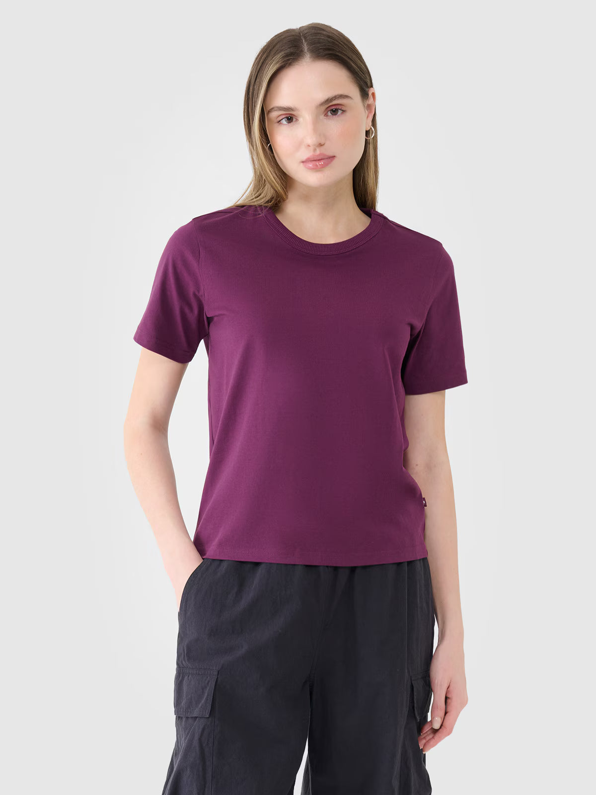 T-shirt regular gładki damski