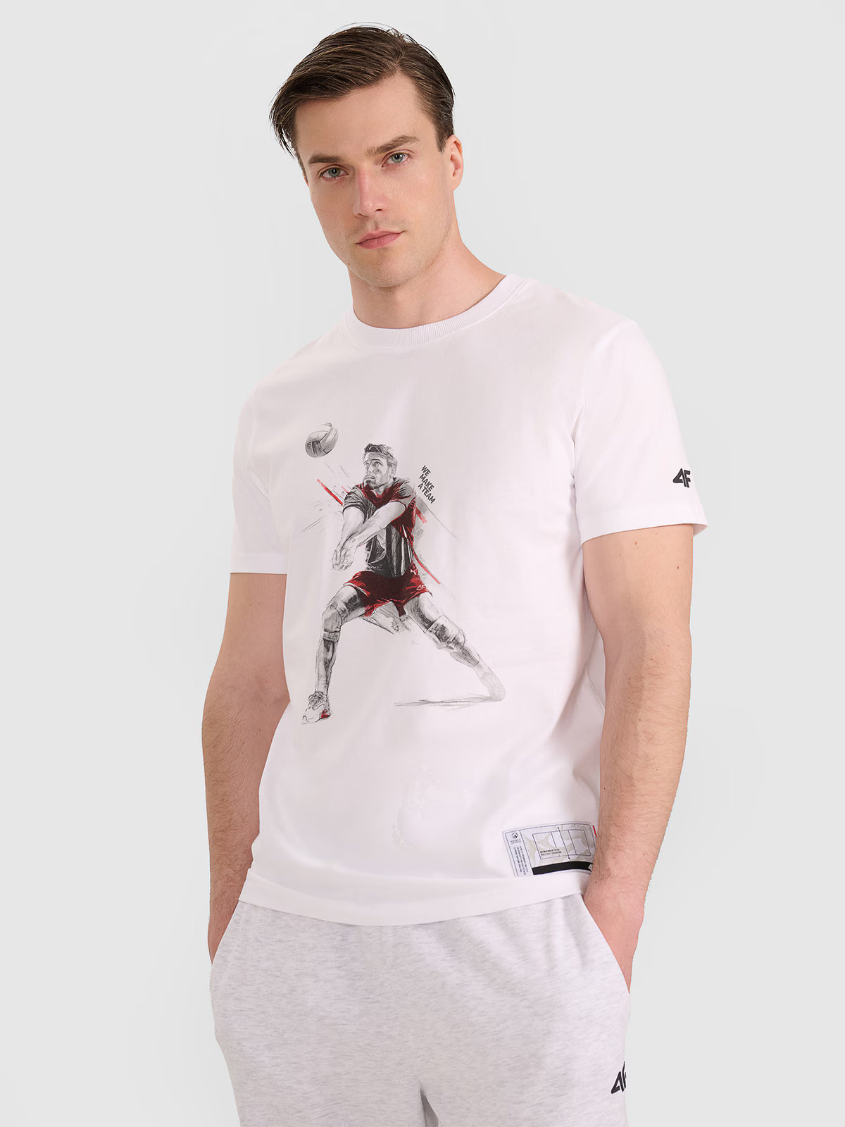 T-shirt regular z nadrukiem siatkarskim męski
