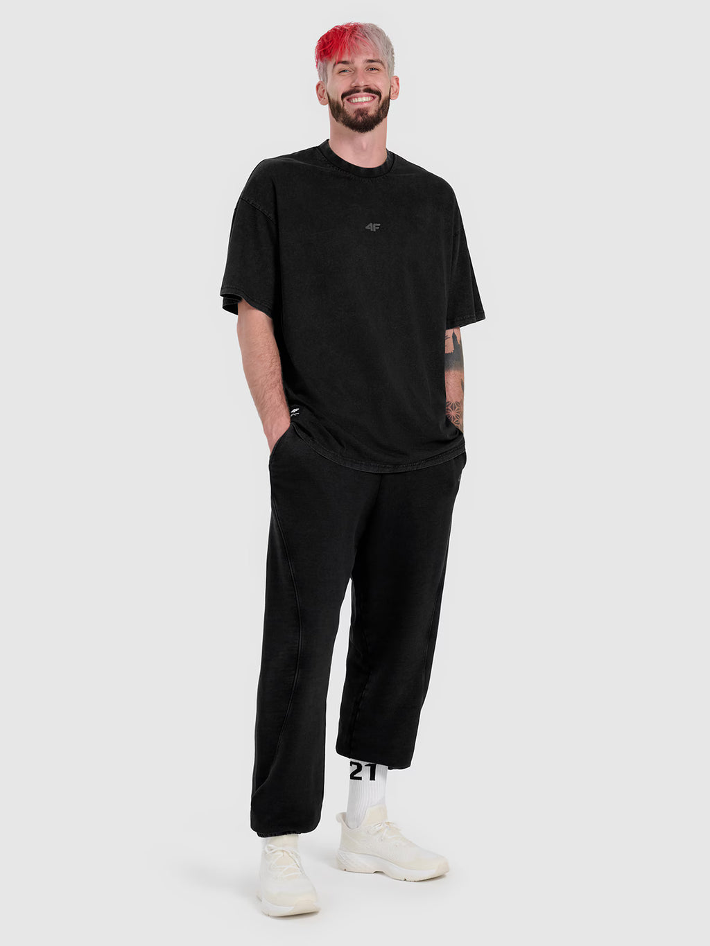 T-shirt oversize gładki męski 4F x Tomasz Fornal