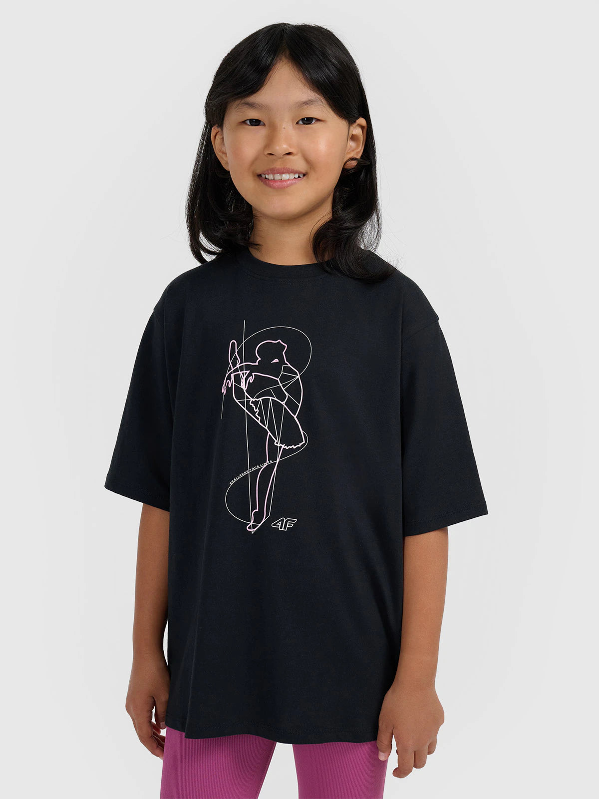 T-shirt oversize z nadrukiem dziewczęcy
