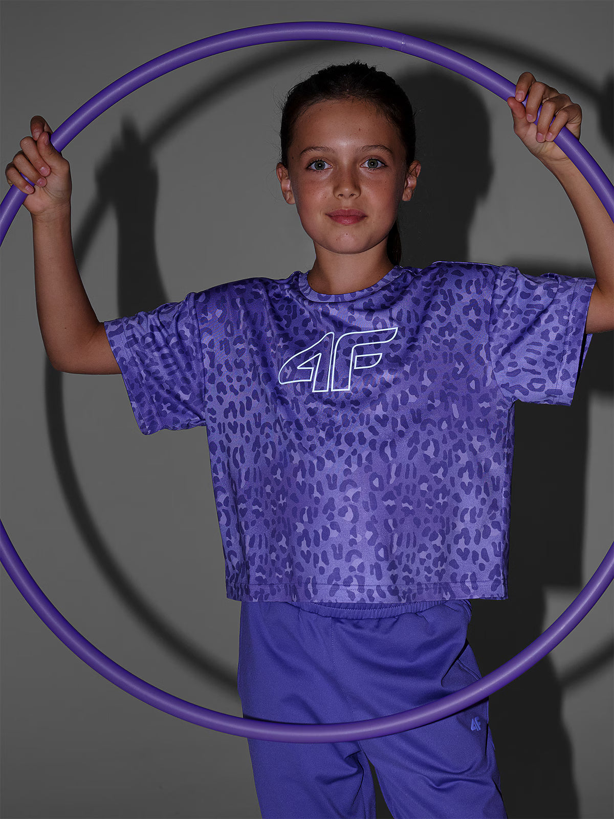Crop-top sportowy szybkoschnący dziewczęcy