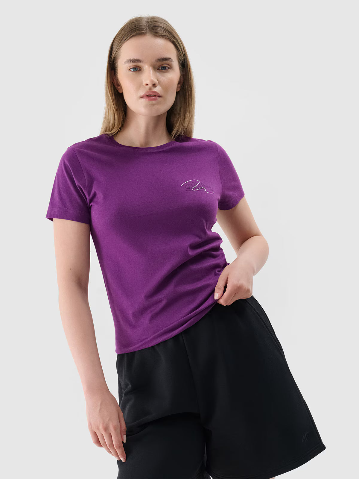 T-shirt slim z nadrukiem damski
