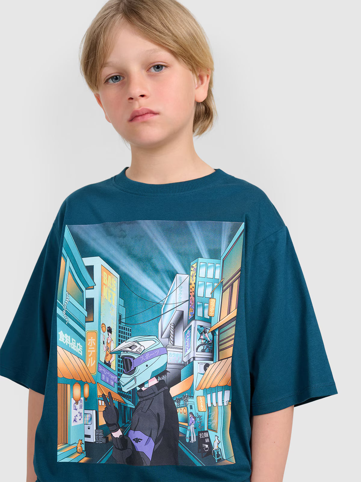 T-shirt oversize z nadrukiem chłopięcy