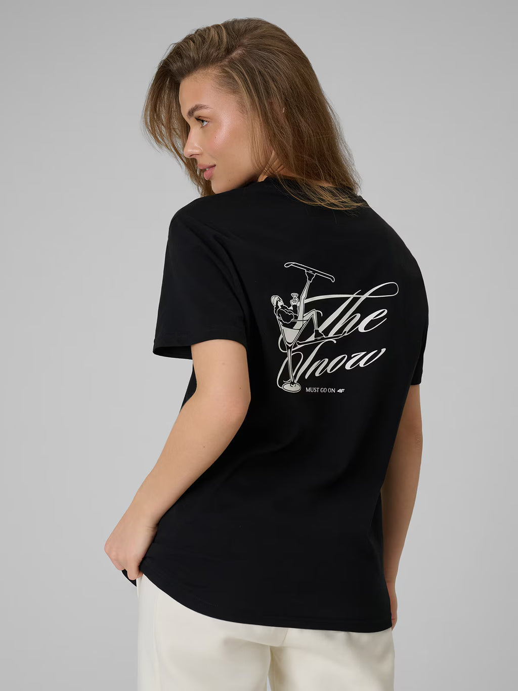T-shirt loose z nadrukiem damski