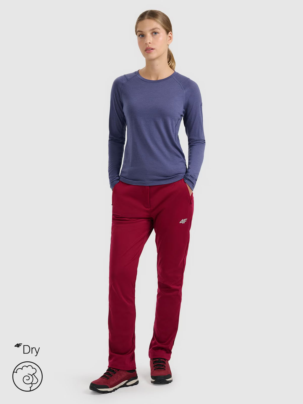 Longsleeve trekkingowy szybkoschnący z wełną merino damski