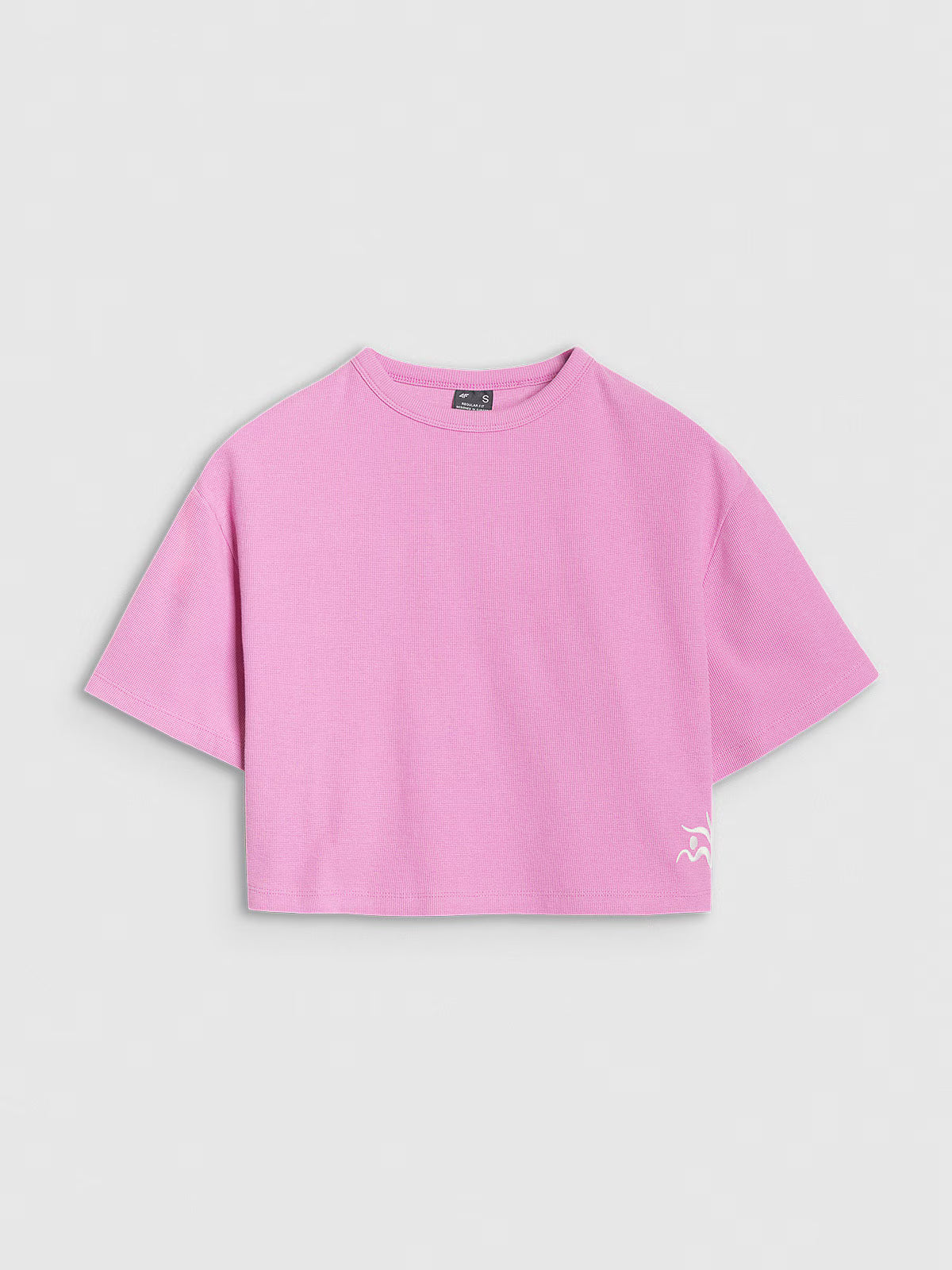 T-shirt crop top z waflowej dzianiny damski