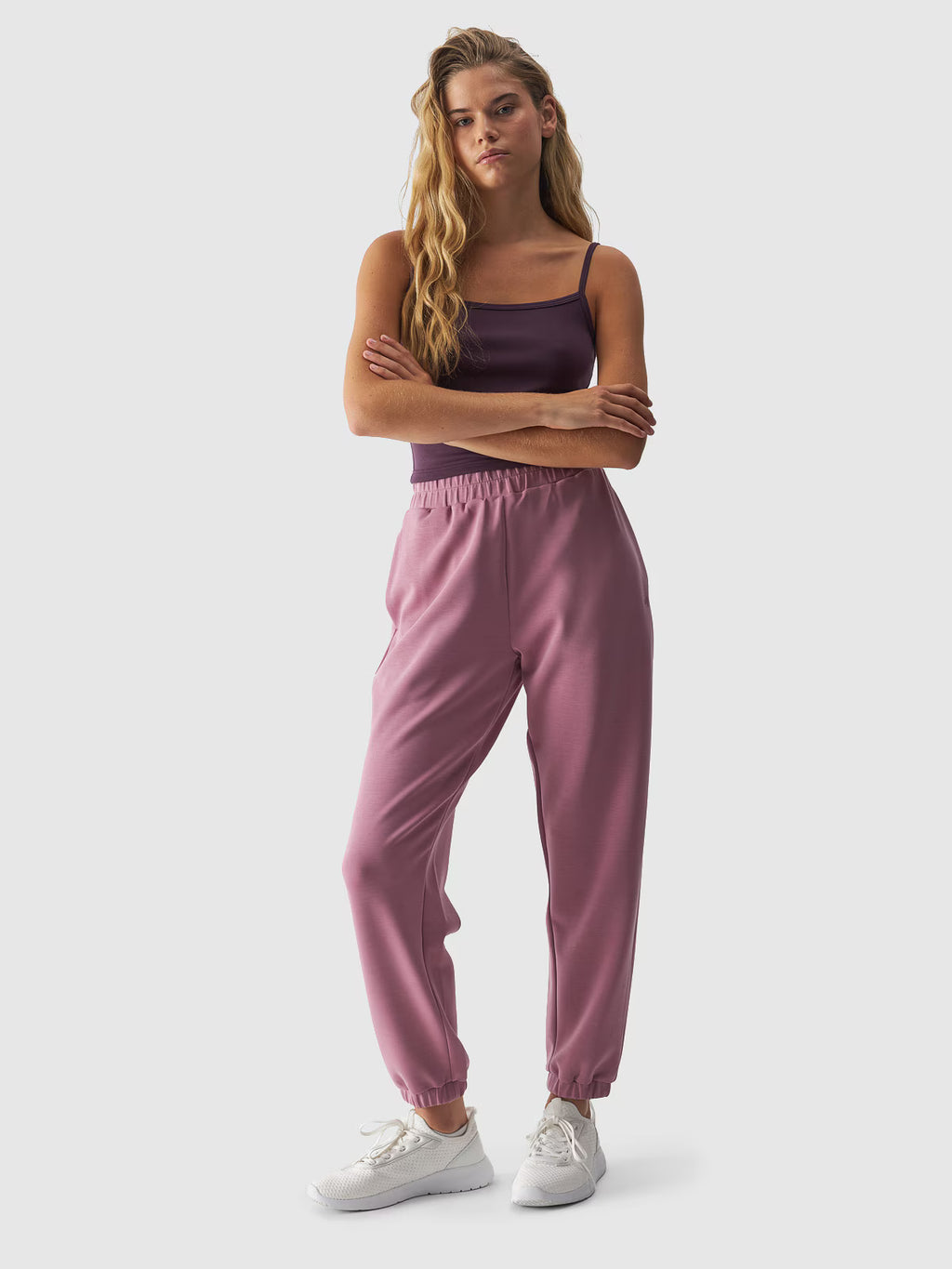 Crop-top slim gładki z modalem damski