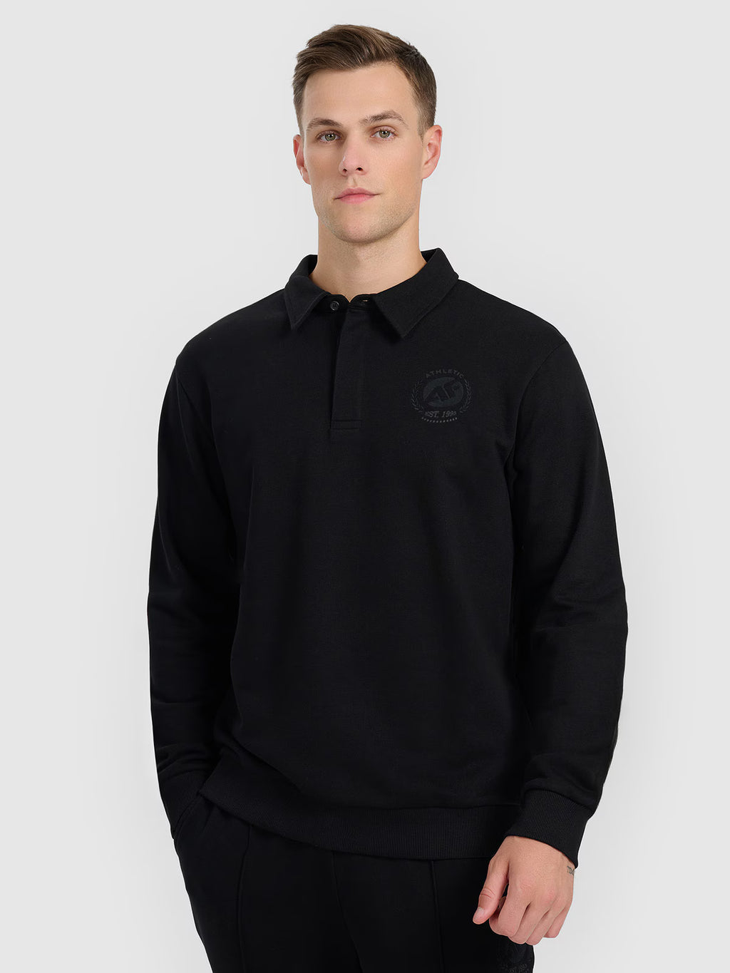 Bluza dresowa regular z kołnierzykiem męska