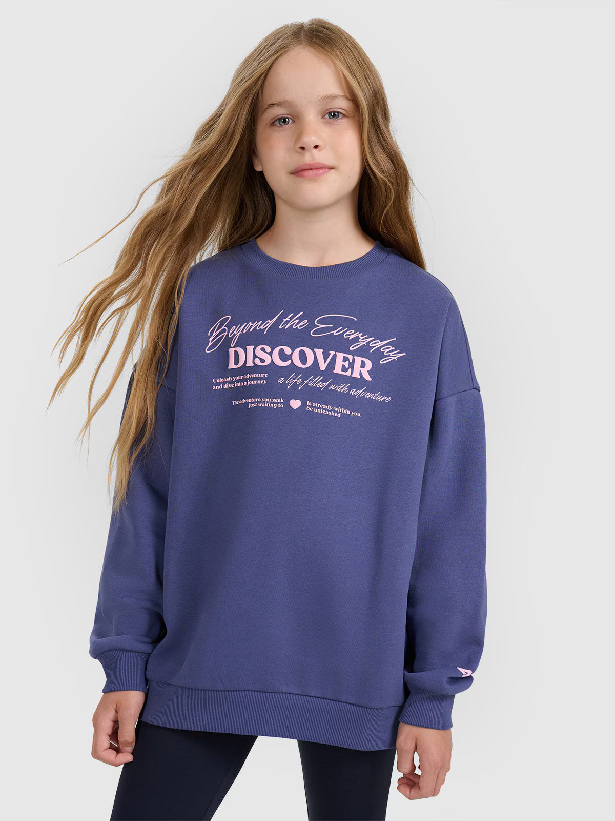 Bluza dresowa oversize nierozpinana bez kaptura dziewczęca