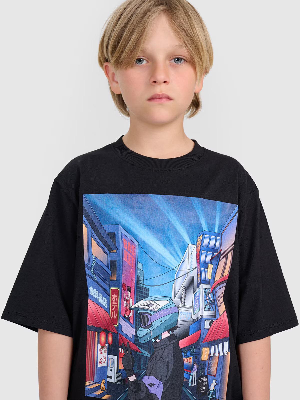 T-shirt oversize z nadrukiem chłopięcy