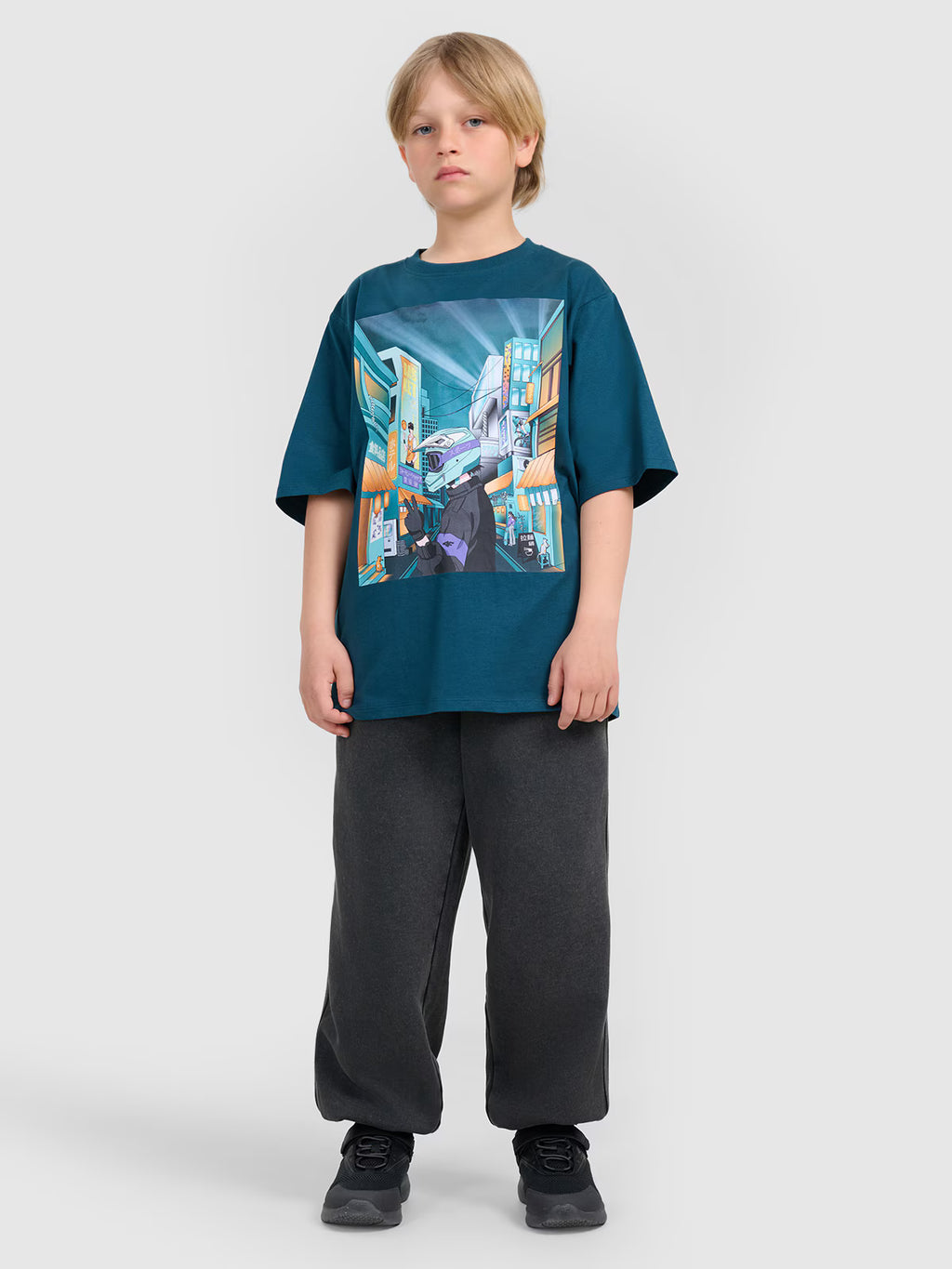 T-shirt oversize z nadrukiem chłopięcy