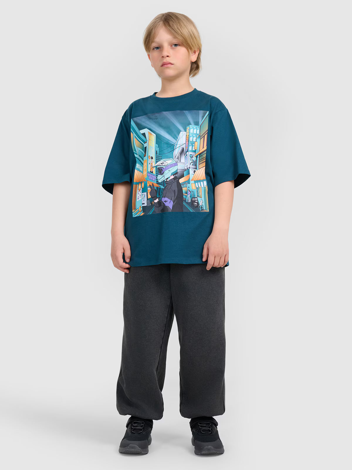 T-shirt oversize z nadrukiem chłopięcy