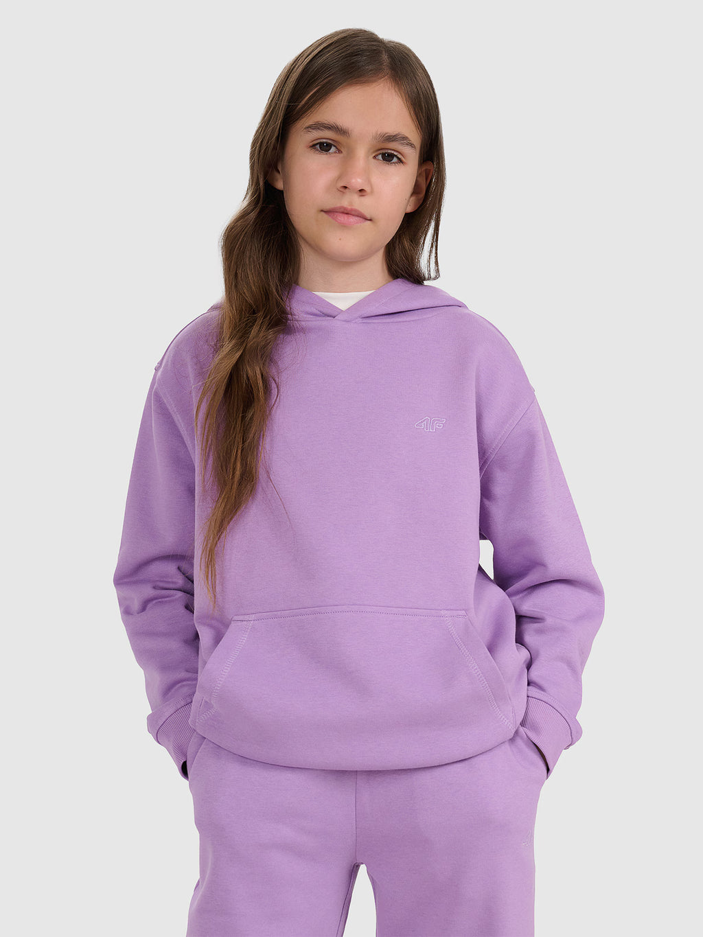 Bluza dresowa nierozpinana z kapturem dziewczęca