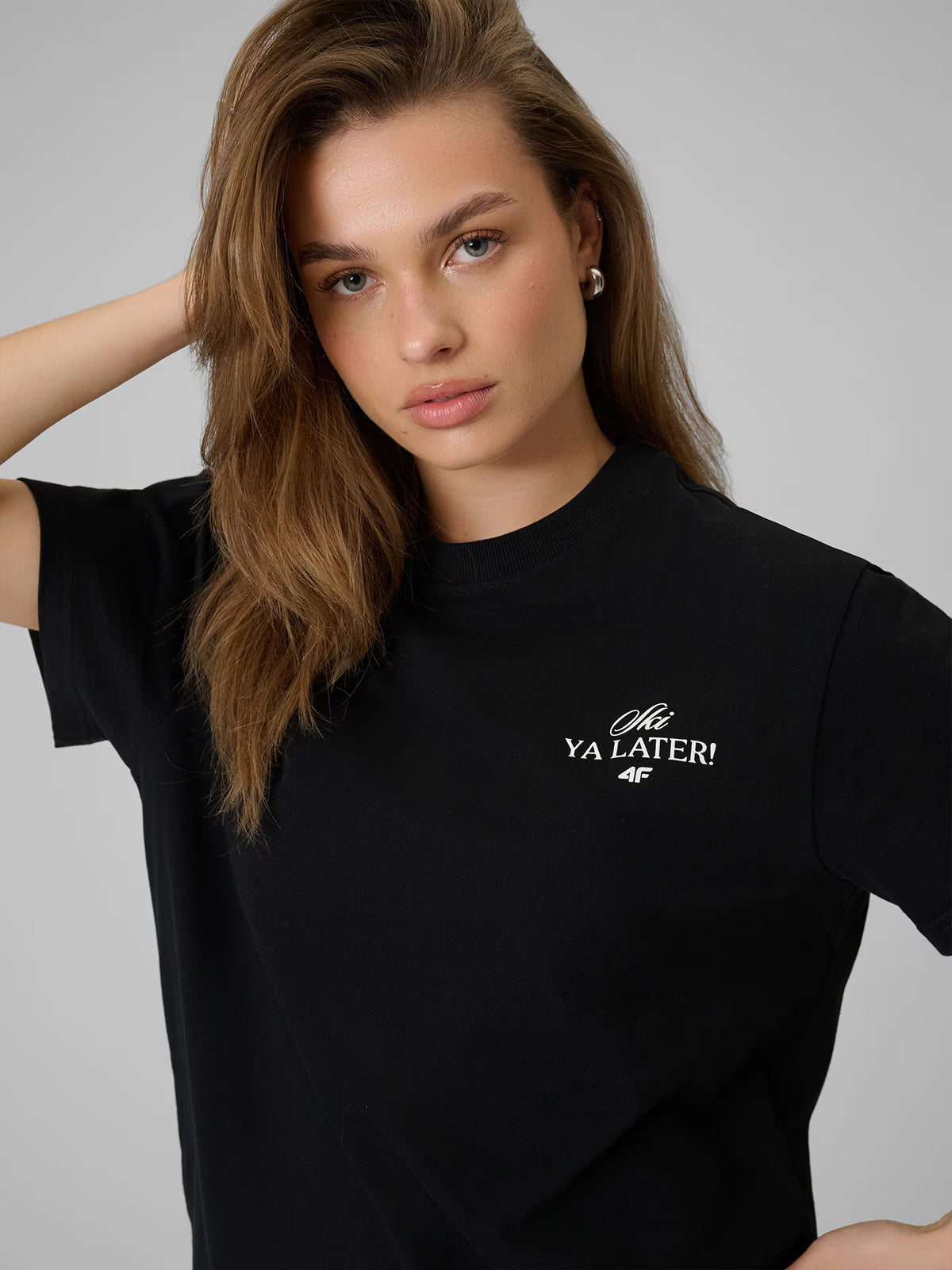 T-shirt loose z nadrukiem damski