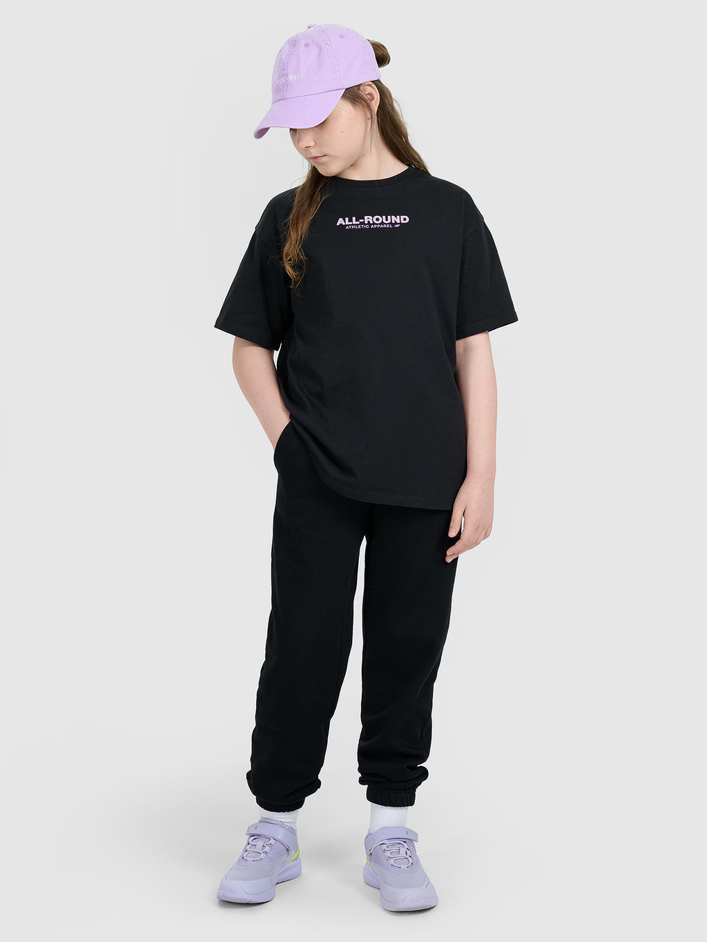 T-shirt oversize z nadrukiem dziewczęcy