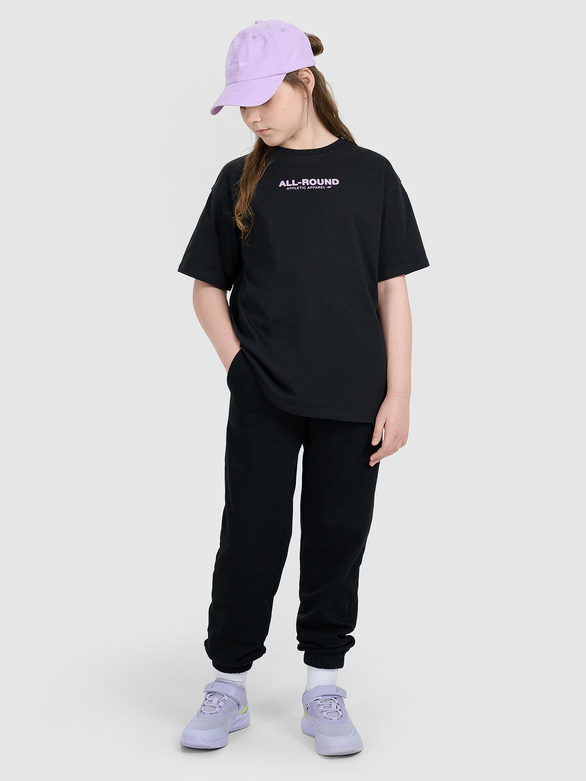 T-shirt oversize z nadrukiem dziewczęcy