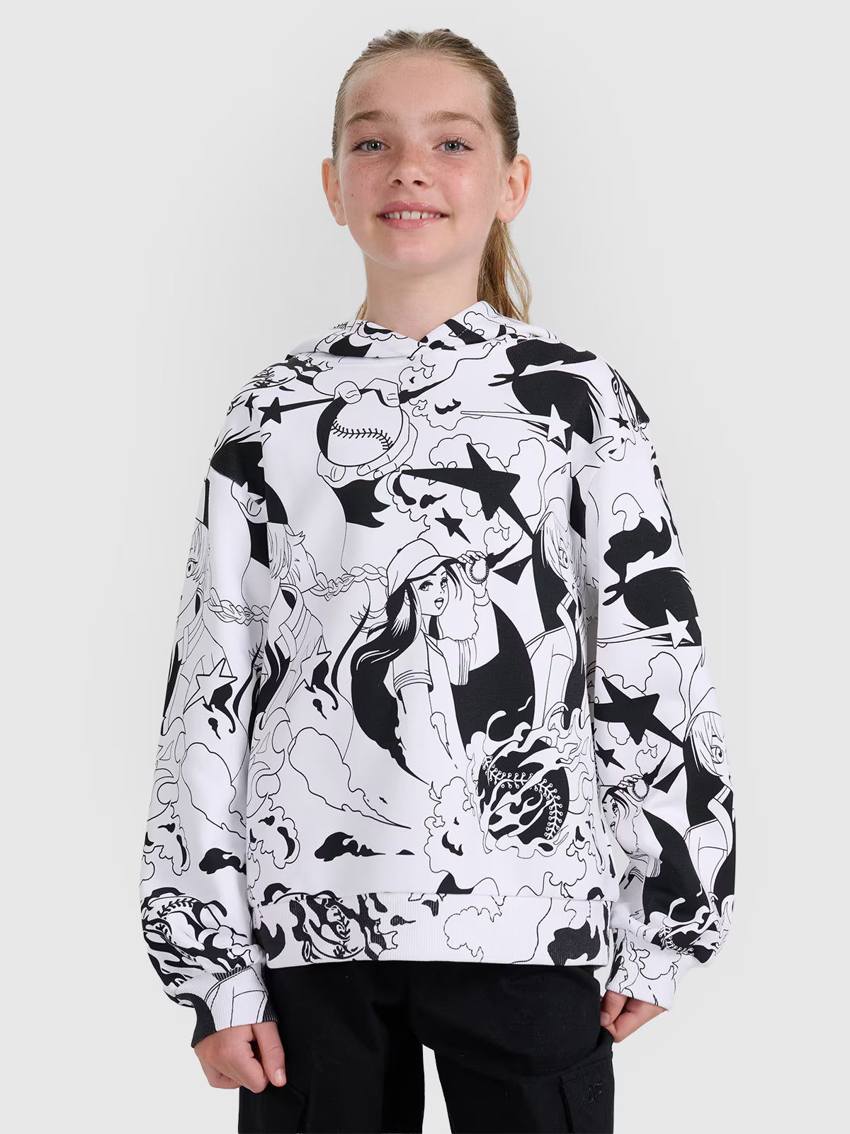 Bluza dresowa nierozpinana z kapturem dziewczęca