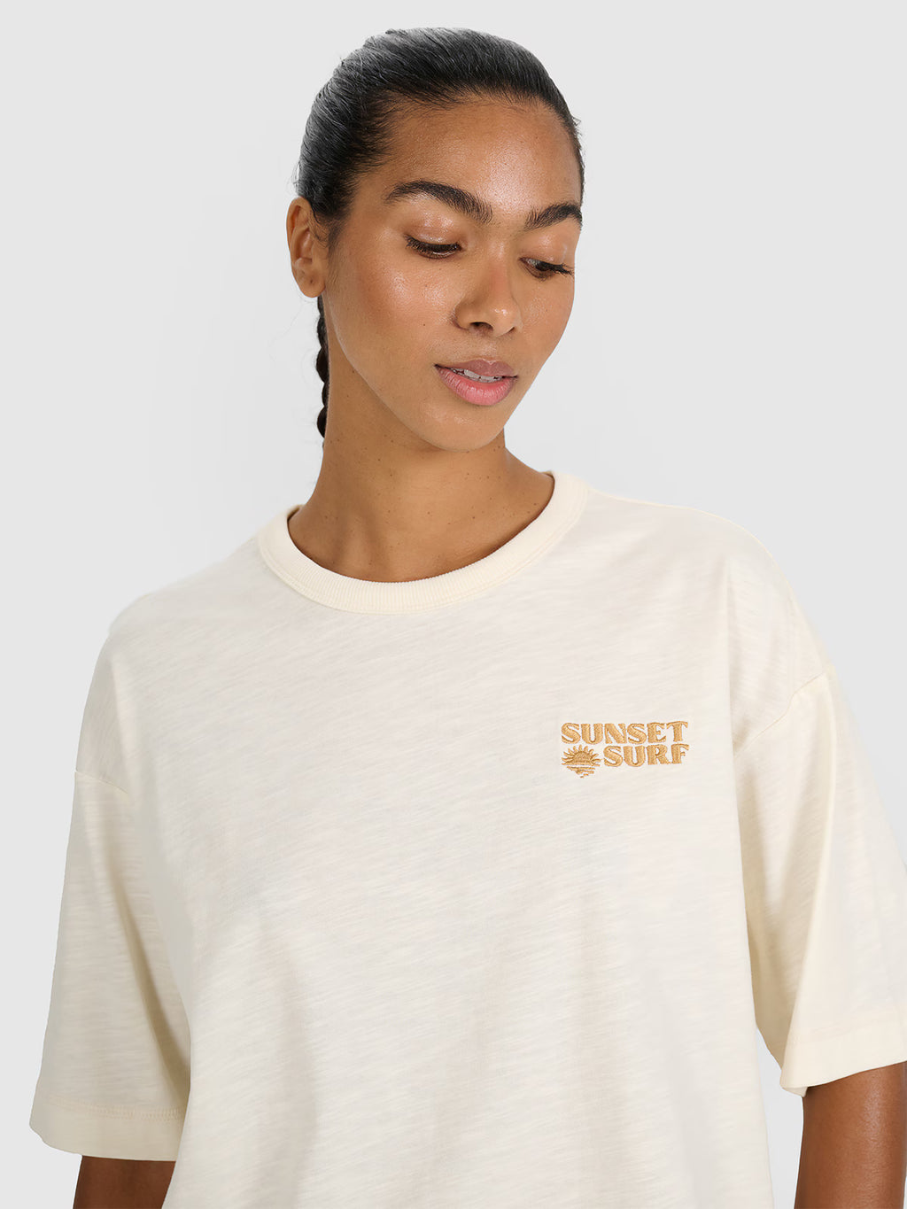 T-shirt oversize z nadrukiem damski