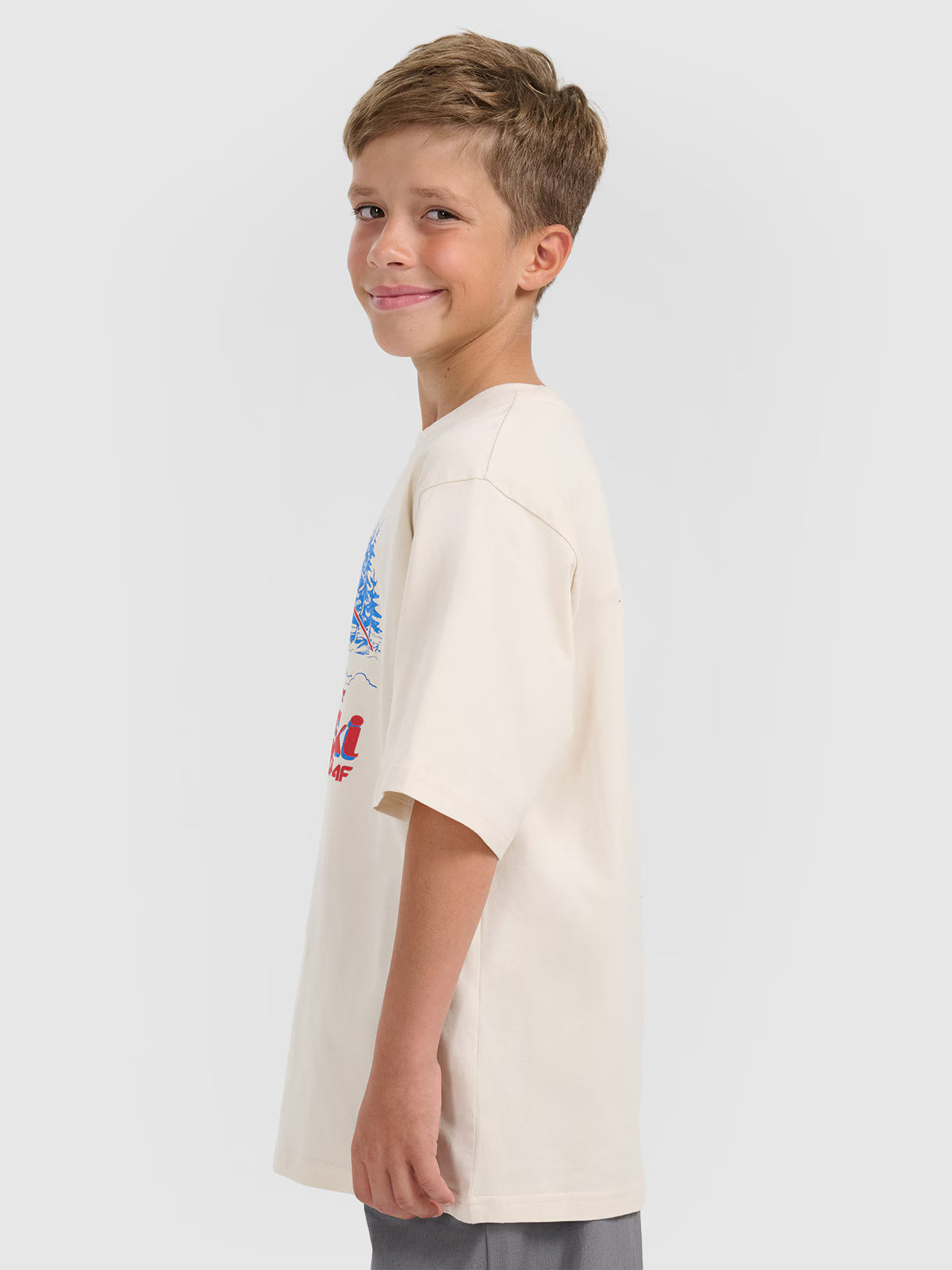 T-shirt loose z nadrukiem chłopięcy