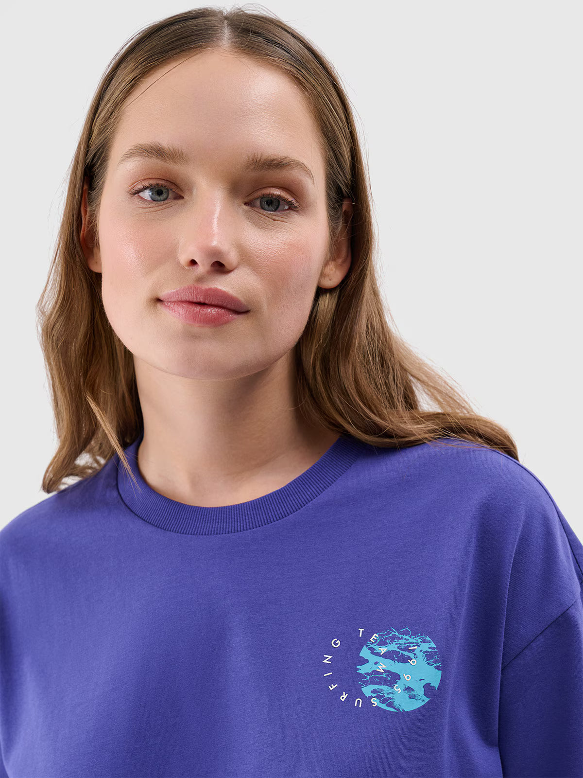 T-shirt oversize z nadrukiem damski