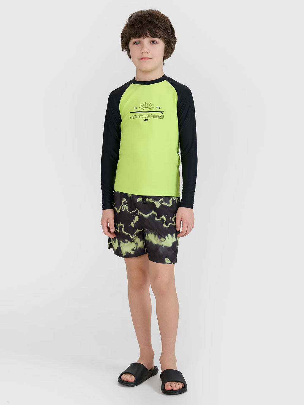 Longsleeve do pływania z nadrukiem chłopięcy