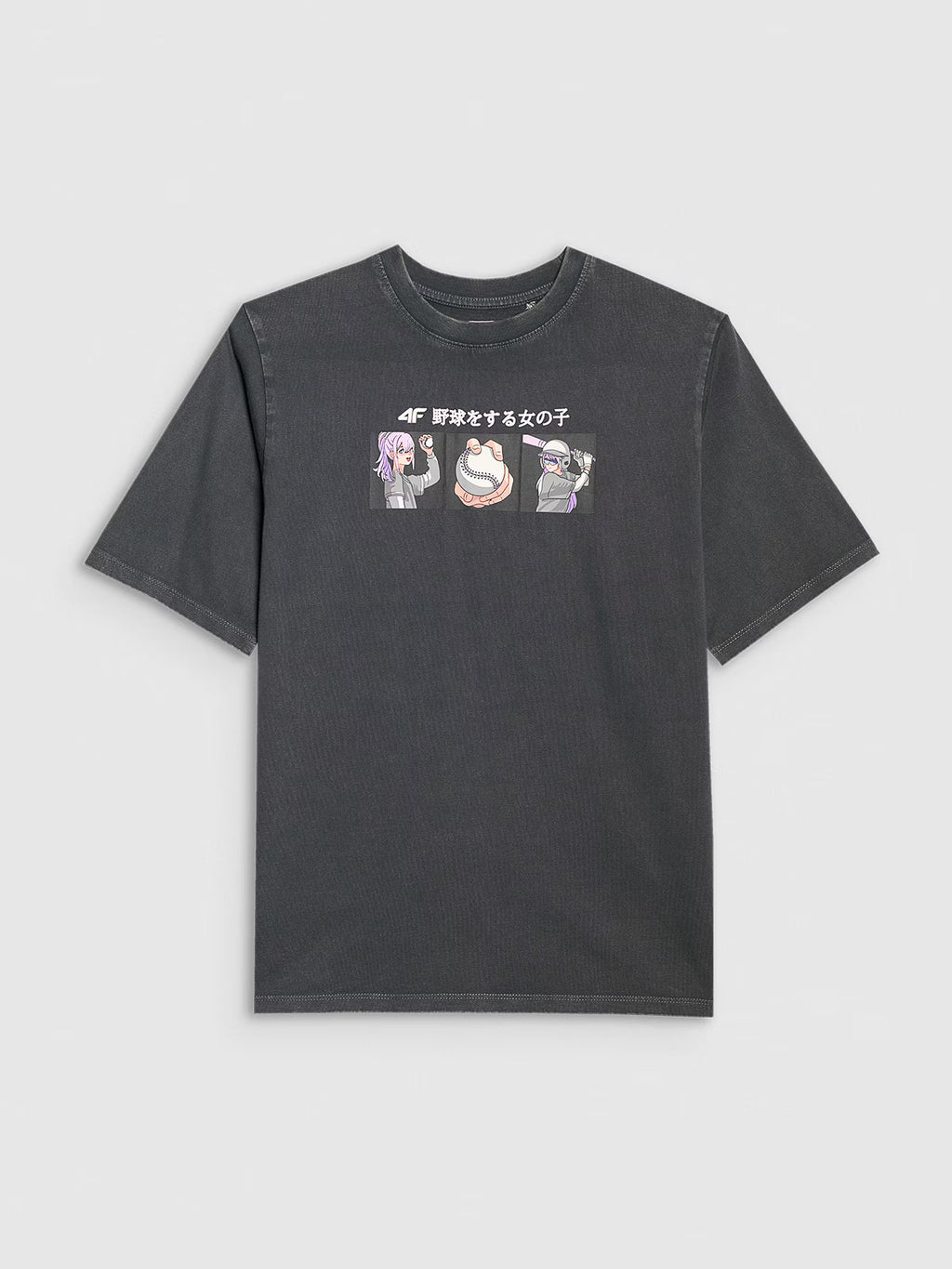 T-shirt oversize z nadrukiem dziewczęcy
