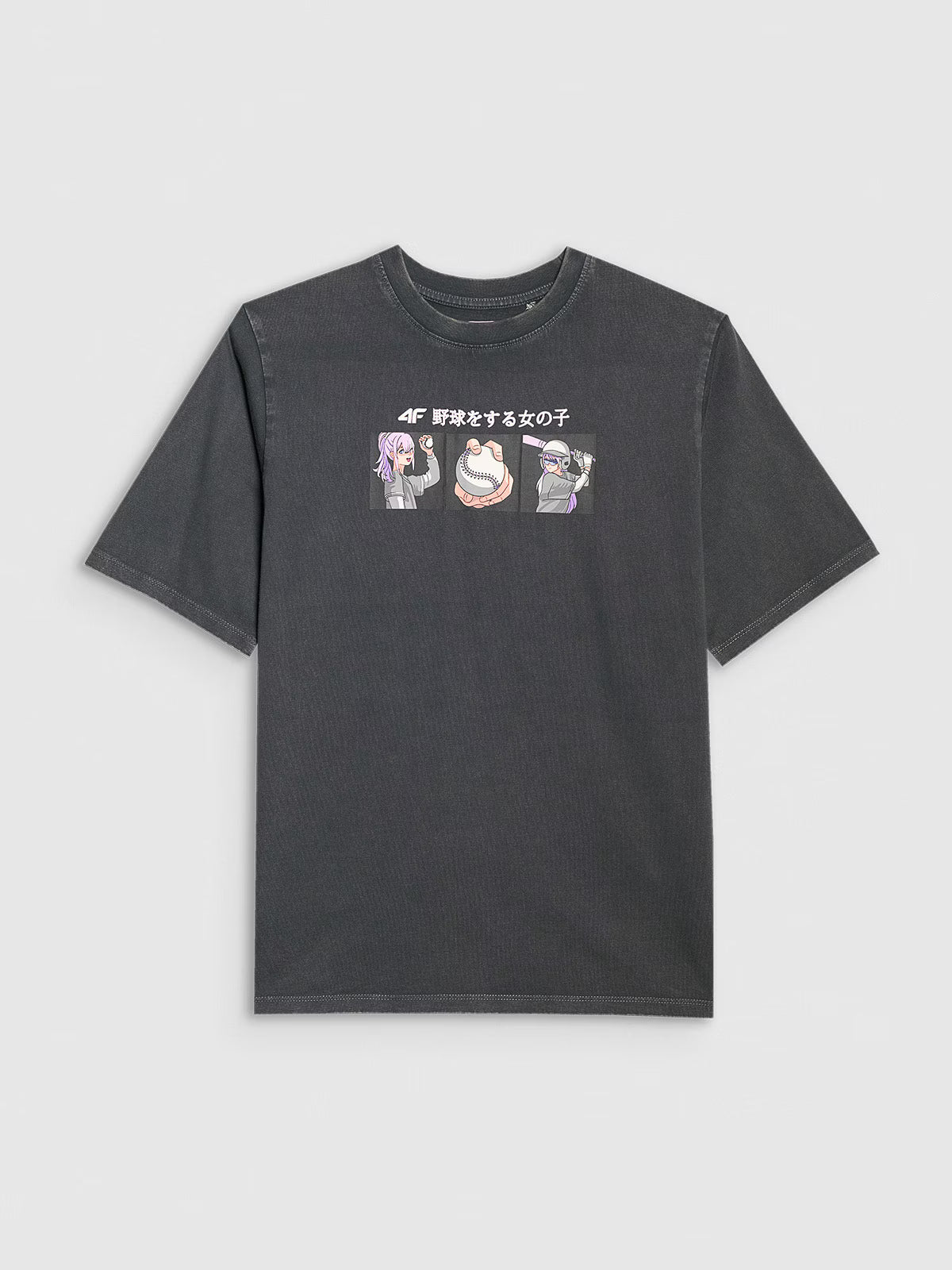 T-shirt oversize z nadrukiem dziewczęcy