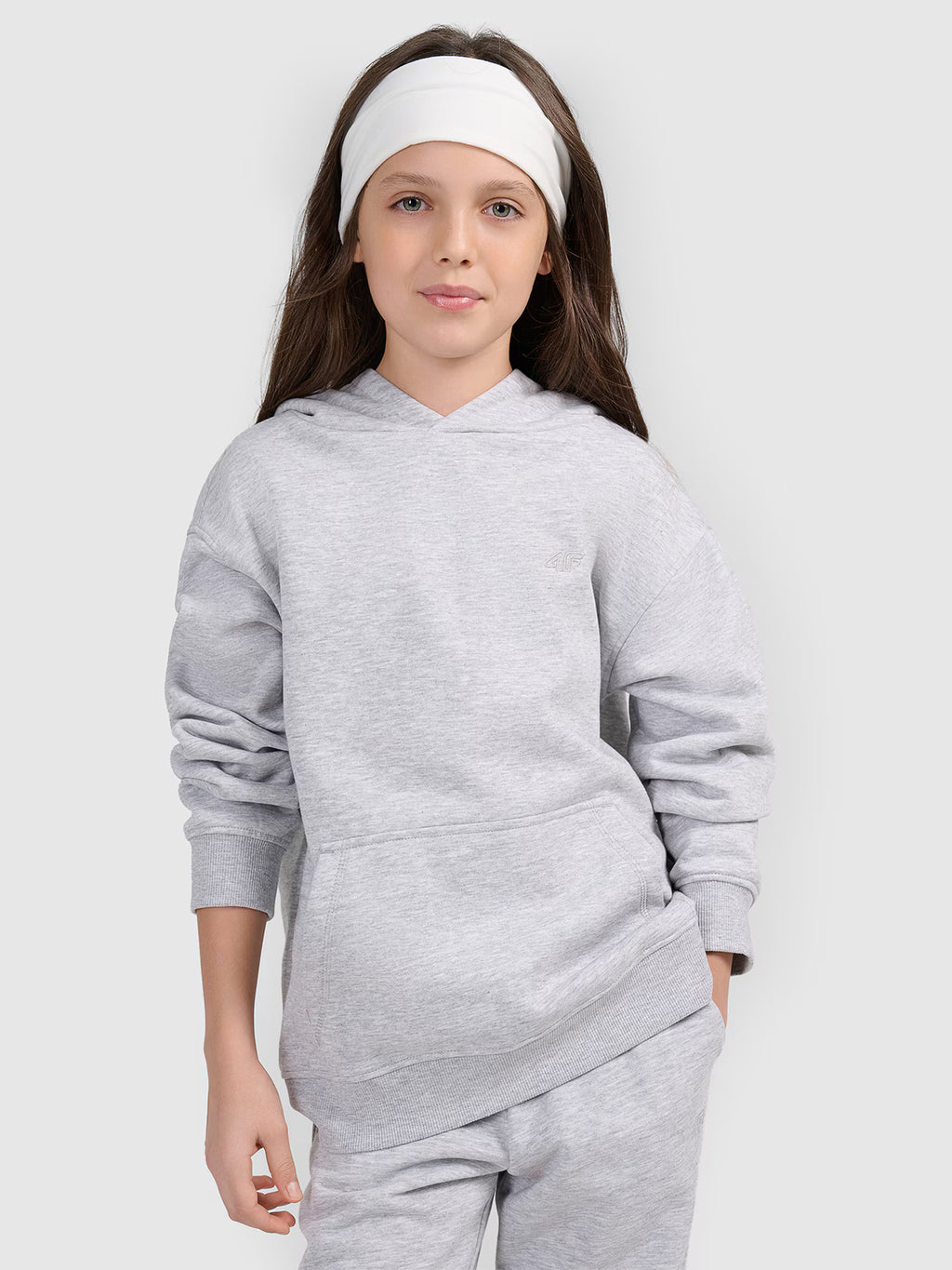 Bluza dresowa nierozpinana z kapturem dziewczęca