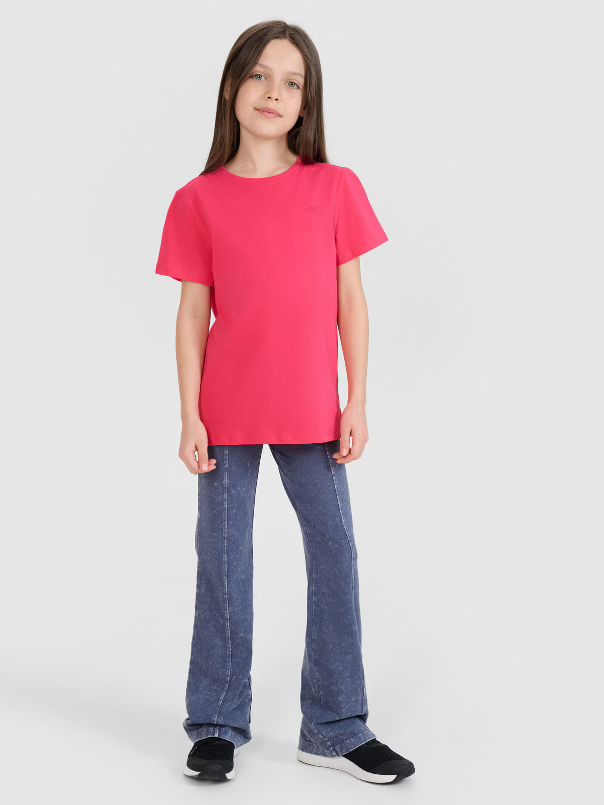 T-shirt regular gładki dziewczęcy