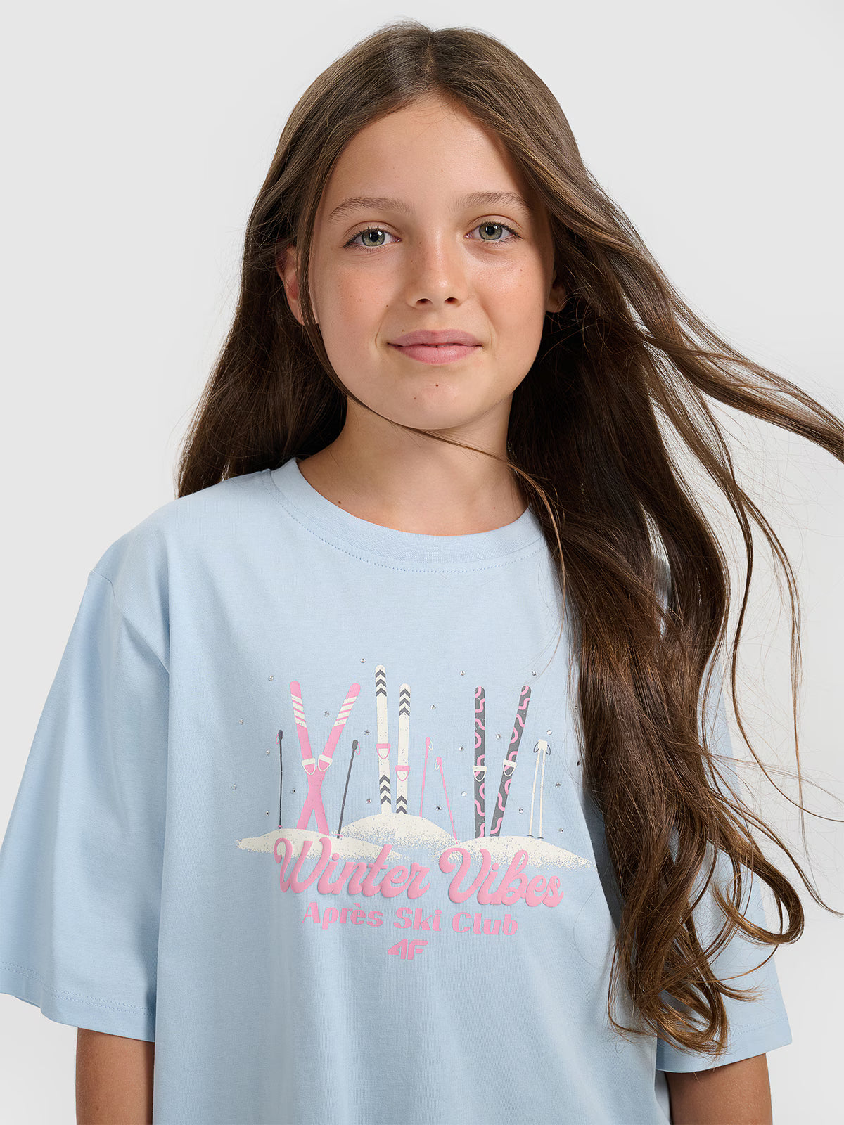 T-shirt loose z nadrukiem dziewczęcy