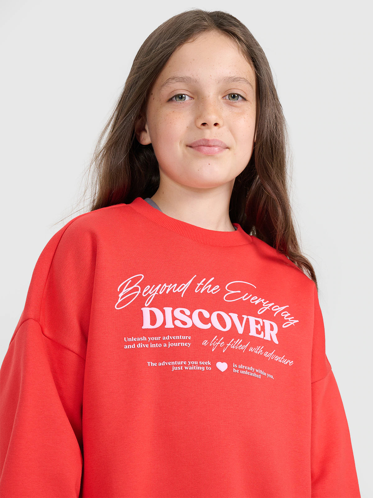 Bluza dresowa oversize nierozpinana bez kaptura dziewczęca