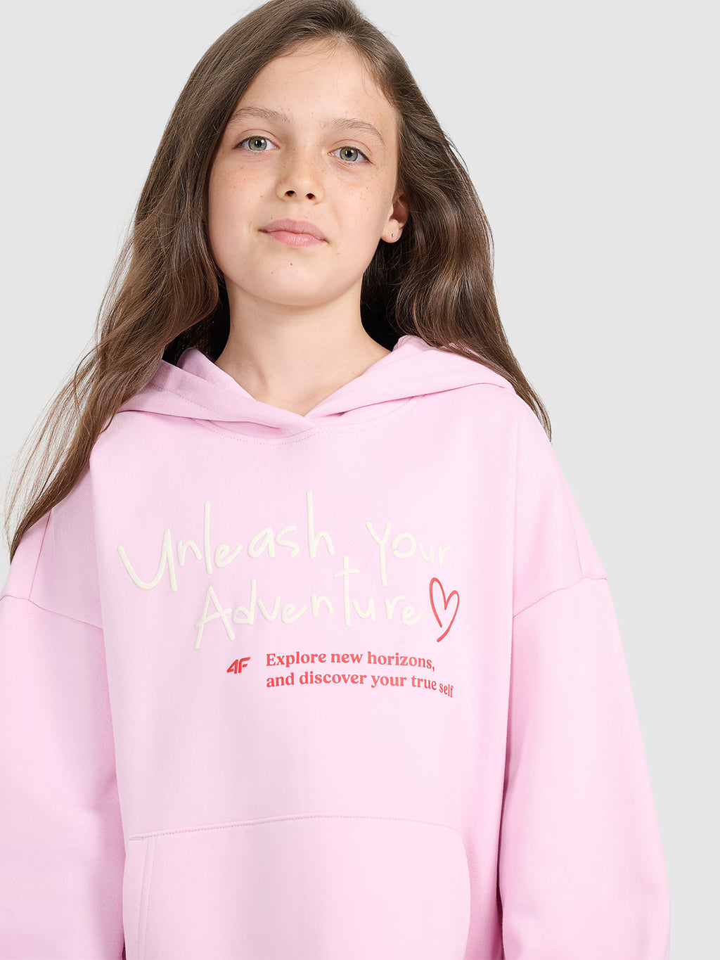Bluza dresowa oversize nierozpinana z kapturem dziewczęca