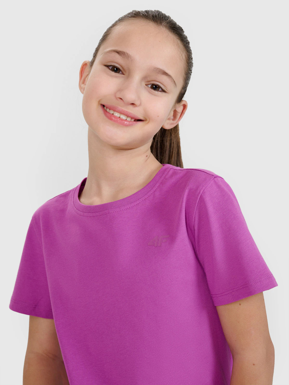 T-shirt regular gładki dziewczęcy