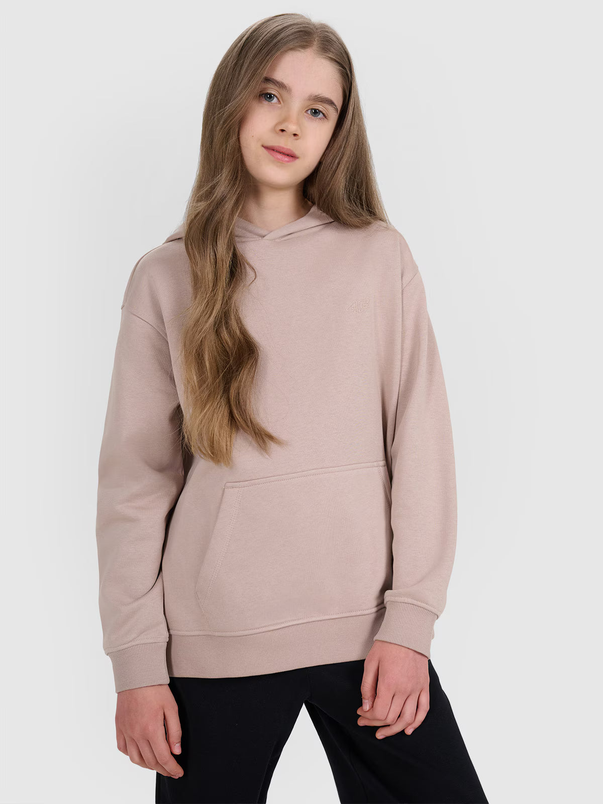 Bluza dresowa nierozpinana z kapturem dziewczęca