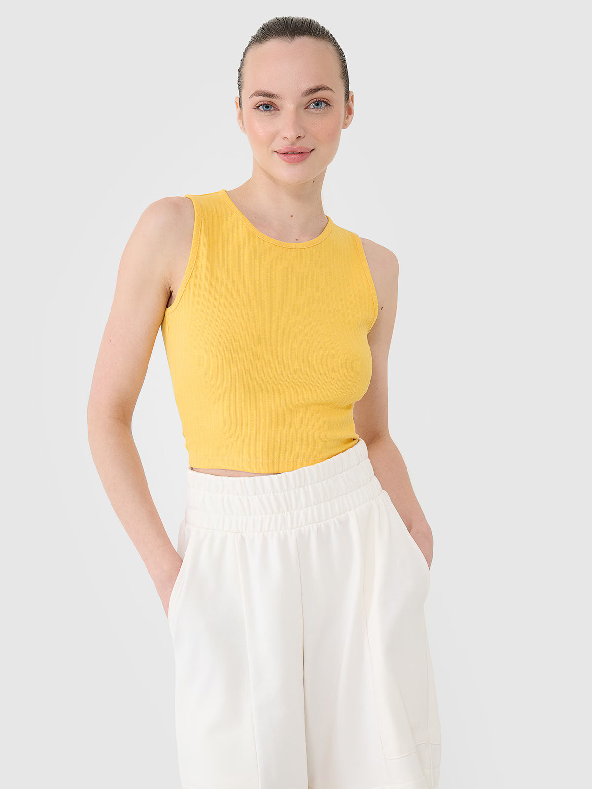 Crop top dzianinowy damski