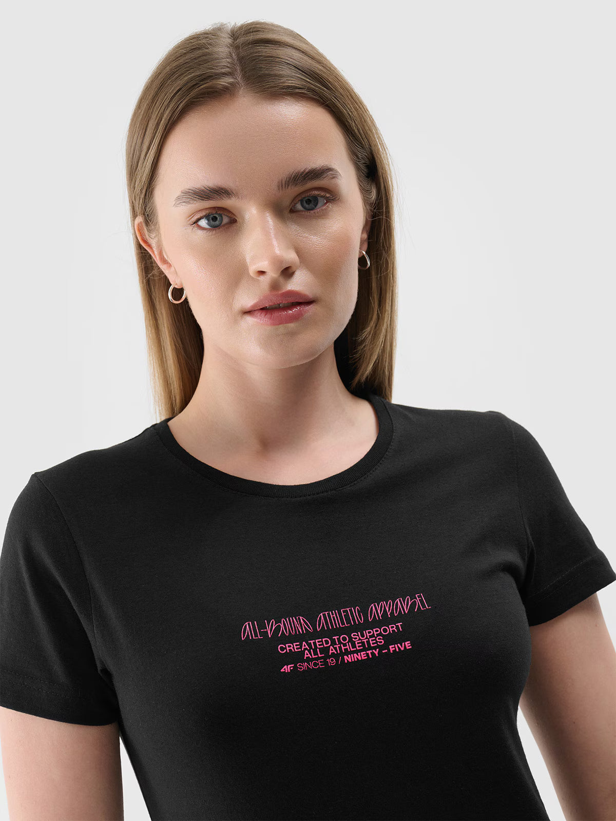 T-shirt slim z nadrukiem damski
